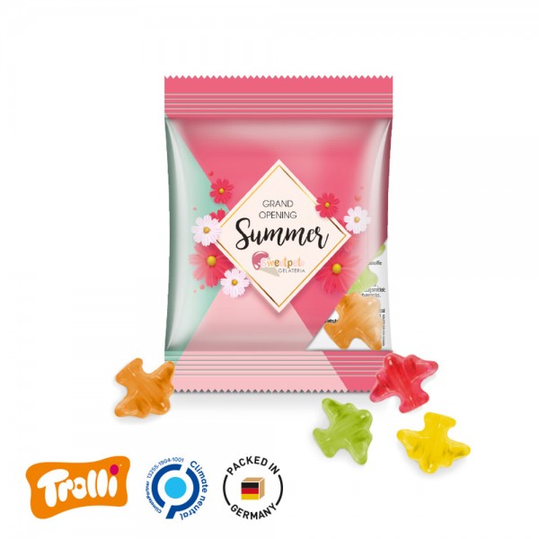Minitüte, 84x70mm Folie, transparent Trolli Fruchtgummi Flugzeuge, mini, bunt gemischt, 10% Fruchtsa