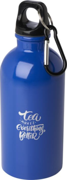 400 ml RCS-zertifizierte, einwandige Trinkflasche aus Edelstahl mit Karabinerhaken - royalblau