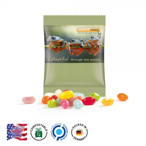 Minitüte, 84x70mm kompostierbare Folie, weiß American Style Jelly Beans, bunt gemischt