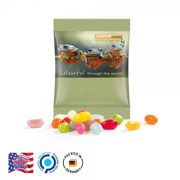 Minitüte, 84x70mm Folie, weiß American Style Jelly Beans, bunt gemischt