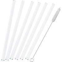 Strohhalm-Set aus 6 Glas-Trinkhalmen mit Reinigungsbürste Strohhalm-Set aus 6 Glas-Trinkhalmen mit Reinigungsbürste