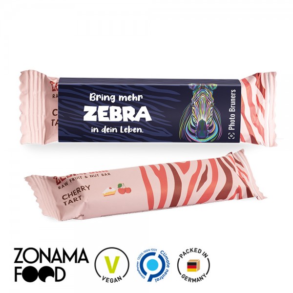 Zebra Bar Werbeschuber aus weißem Karton Cherry Tart