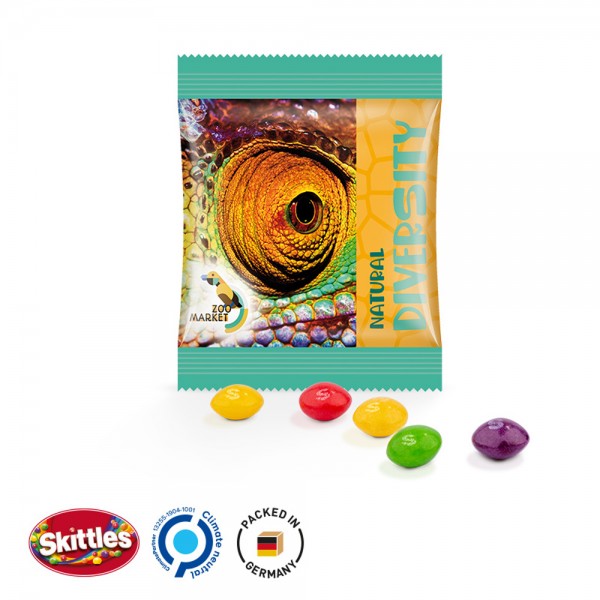 Minitüte, 84x70mm Folie, weiß Skittles Fruits Kaubonbons