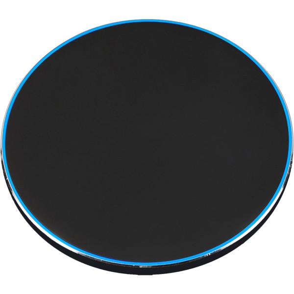 Wireless Charger 15 Watt mit schwarzer Aluminiumschale und leuchtendem Rand
