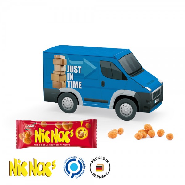 Transporter Präsent Vollkartonhülle, weiß Nic Nac´s Double-Crunch-Peanuts
