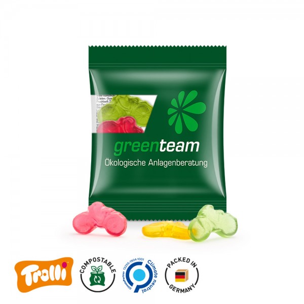 Minitüte, 84x70mm kompostierbare Folie, transparent Trolli Fruchtgummi Fahrrad, bunt gemischt, 10% F