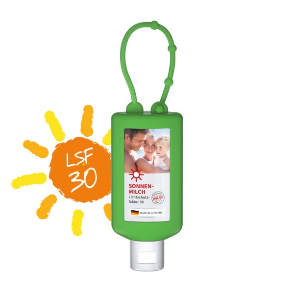 Sonnenmilch LSF 30, 50 ml Bumper grün, Body Label (R-PET)