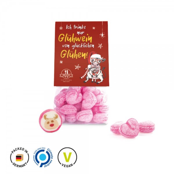 Candy Bag Werbereiter aus weißem Karton Tanne, Elch, Mütze