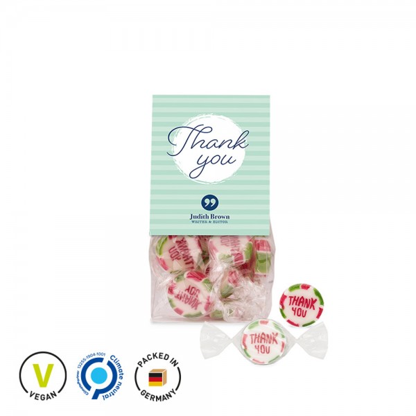 Candy Bag Werbereiter aus weißem Karton Thank You