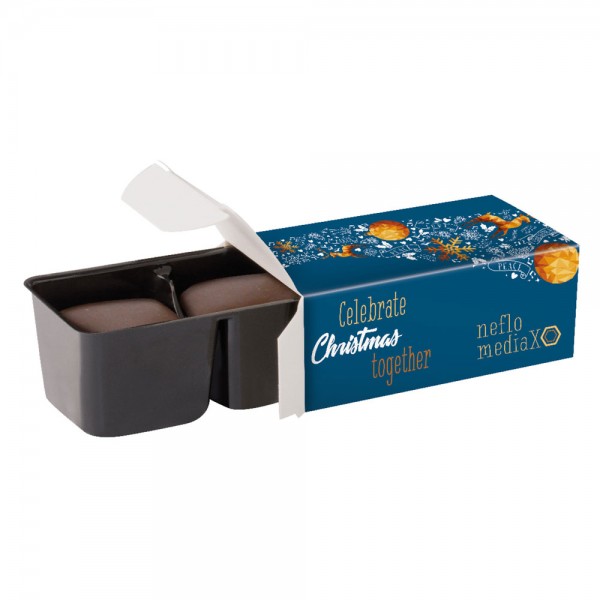 Dominostein 2er Werbebox aus weißem Karton