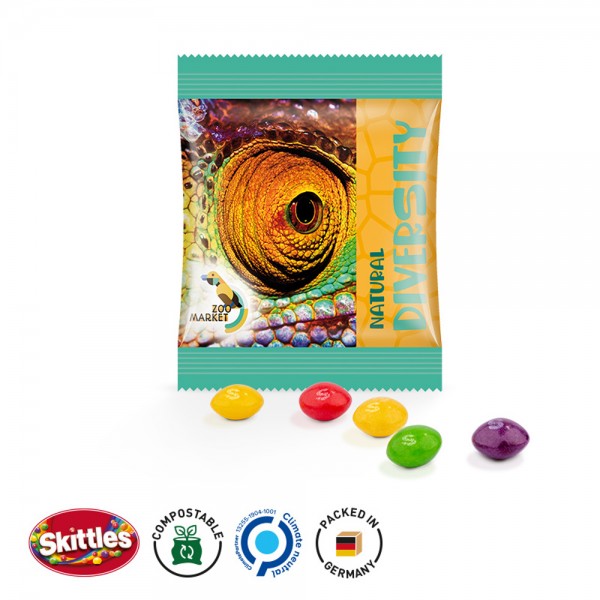 Minitüte, 84x70mm kompostierbare Folie, weiß Skittles Fruits Kaubonbons