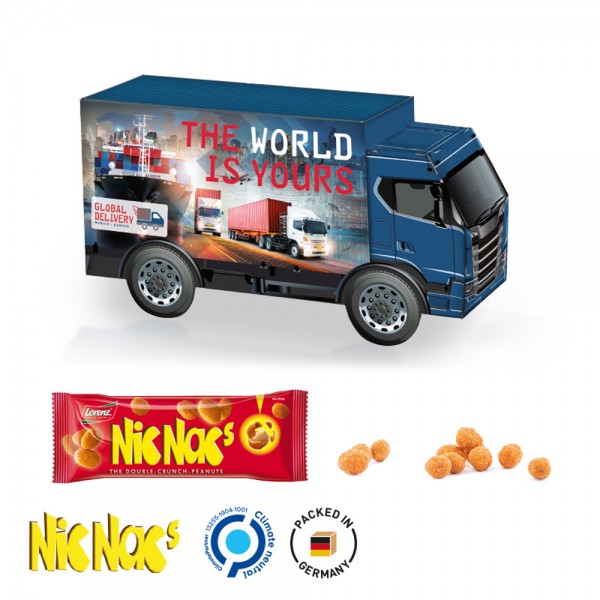 LKW Präsent Vollkartonhülle, weiß Nic Nac´s Double-Crunch-Peanuts