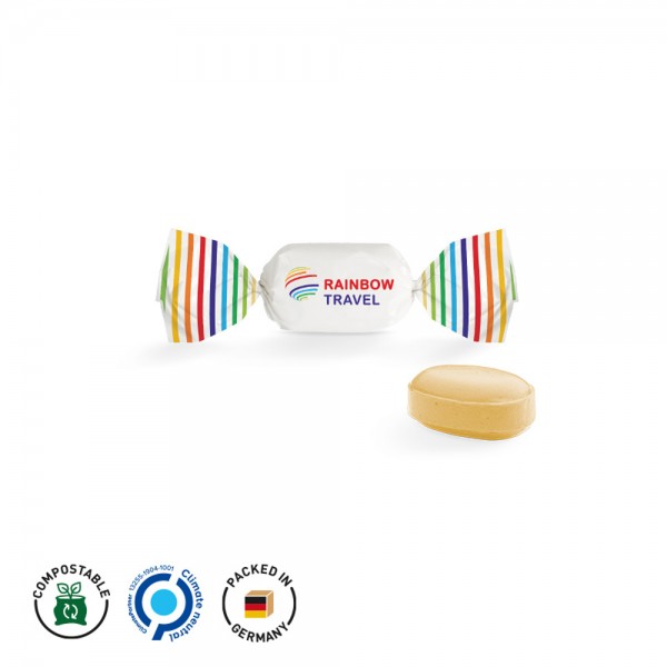 Bonbon Wickler, kompostierbar, weiß Solvens (Eukalyptus Menthol) Bonbon, Oval