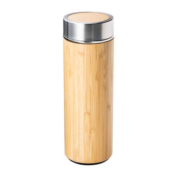 Isolierflasche aus Edelstahl und Bambus mit Teesieb ADAMUZ