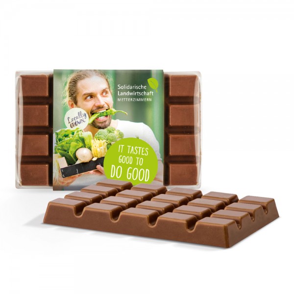 Design Schokolade aus weißem Papier Deutsche Markenschokolade, Alpenvollmilch