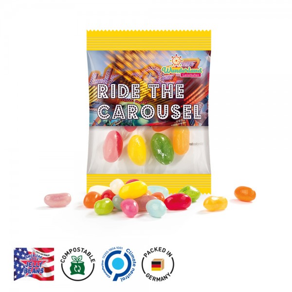 Minitüte, 84x70mm kompostierbare Folie, transparent American Style Jelly Beans, bunt gemischt