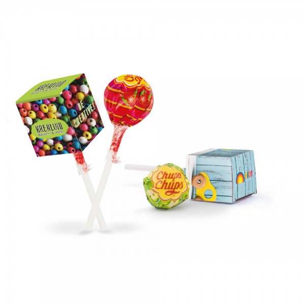 Lolly Box Chupa Chups Kugel Lolly, Fruchtmischung: Apfel, Orange, Erdbeere, Kirsche