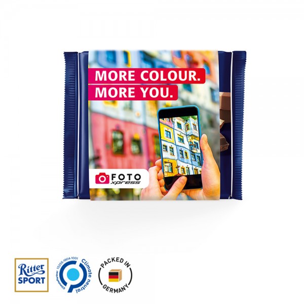 Ritter SPORT 100g Werbeschuber aus weißem Karton Ritter SPORT Tafel Nugat