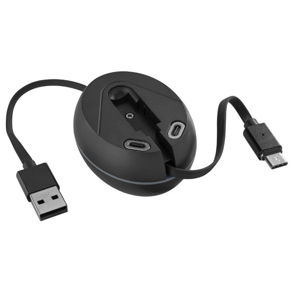 ROLL UP Ausziehbares Multifunktions-Kabel zum Laden und Datenübertragen mit USB-C, Micro-USB und Lig