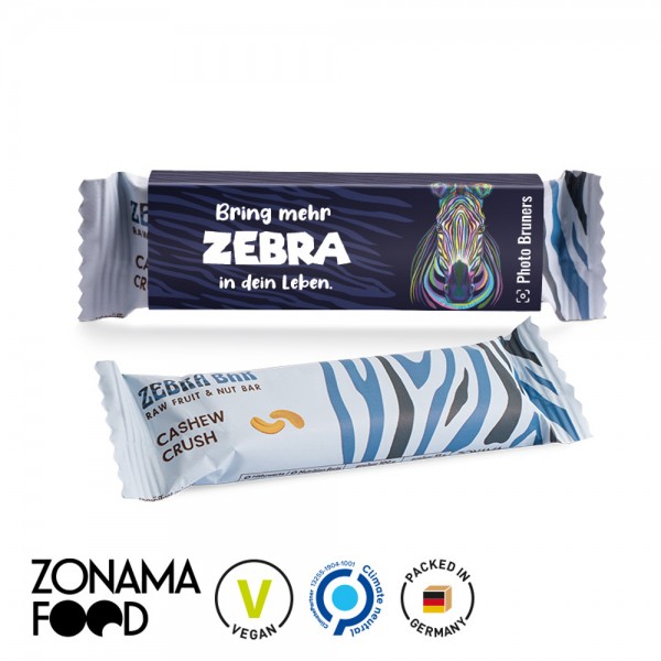 Zebra Bar Werbeschuber aus weißem Karton Cashew Crush